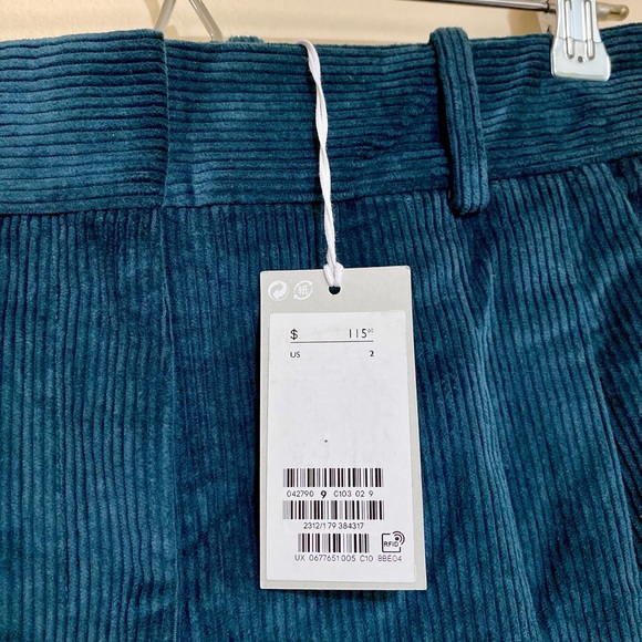 NWT COS Blue-Green Wide-Leg Corduroy Trousers MSRP$115 - Picture 7 of 16